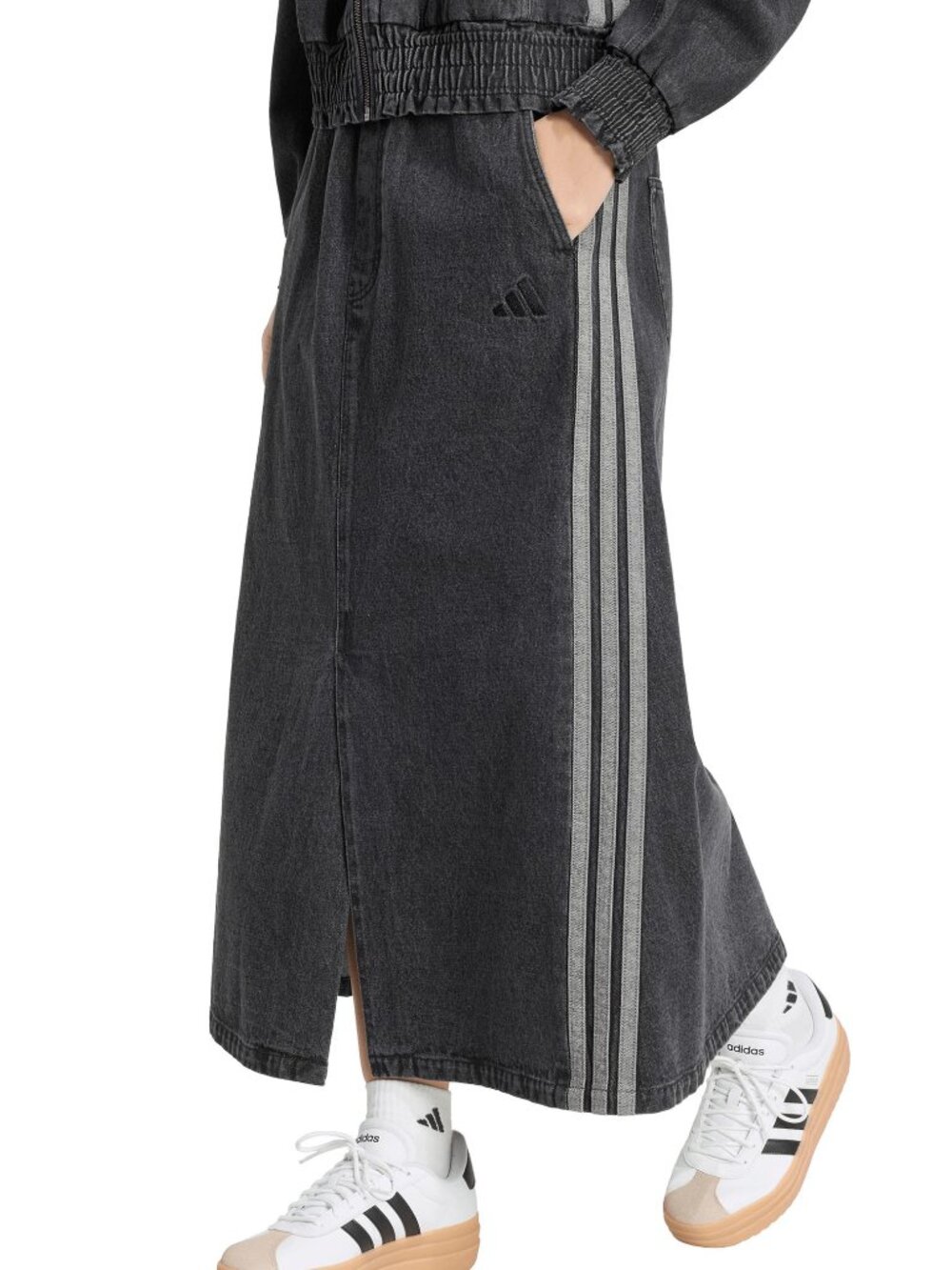 Adidas WASHED Black DENIM Midi SKIRT